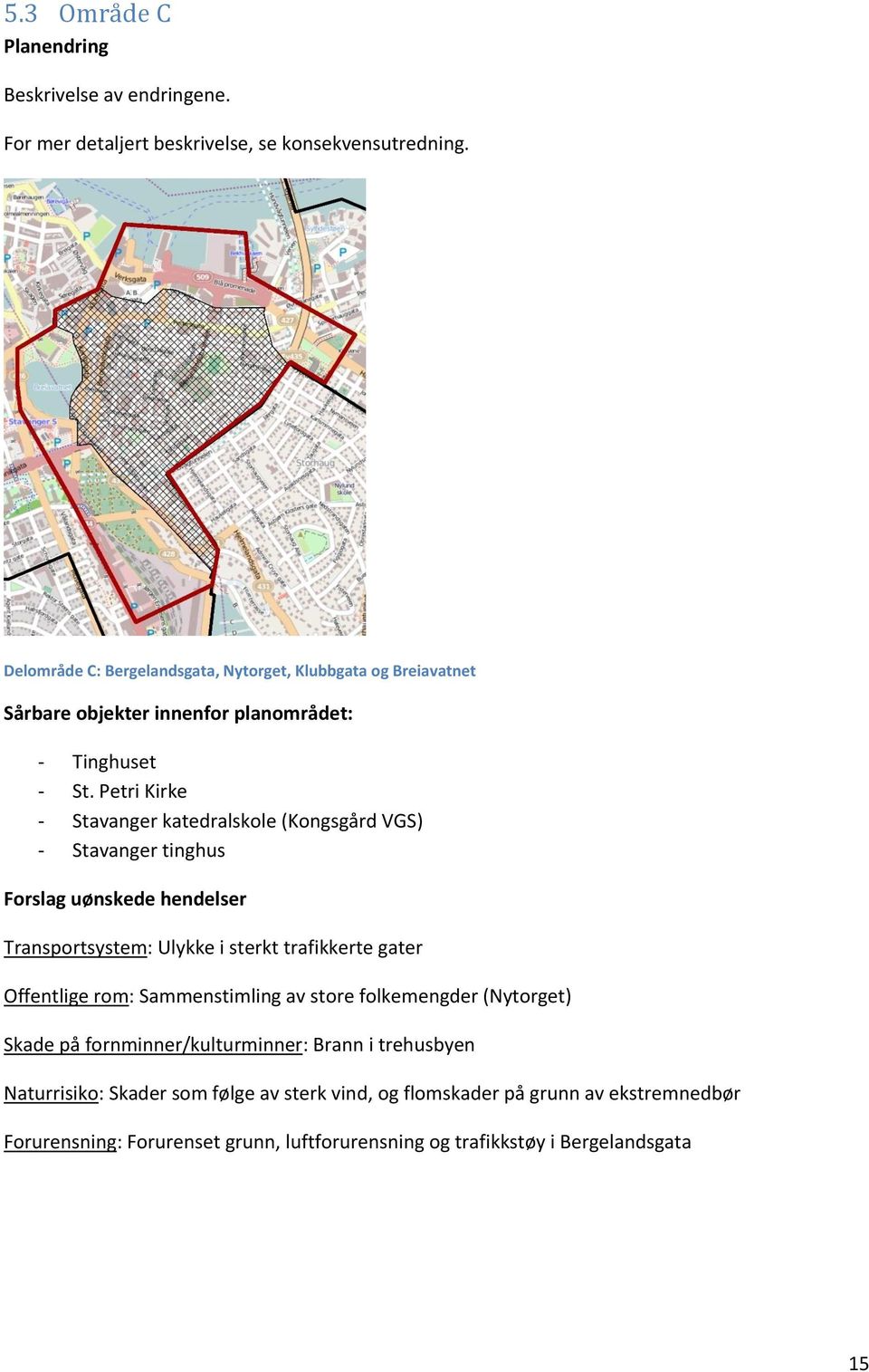 Petri Kirke - Stavanger katedralskole (Kongsgård VGS) - Stavanger tinghus Forslag uønskede hendelser Transportsystem: Ulykke i sterkt trafikkerte gater Offentlige