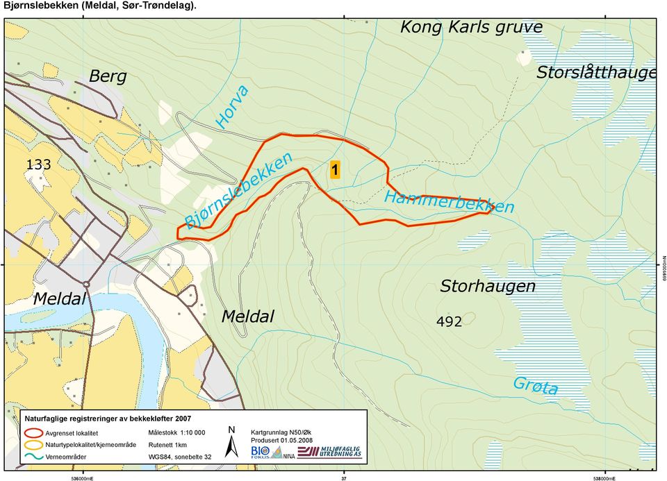 Storhaugen 6991000mN Grøta Naturfaglige registreringer av bekkekløfter 2007 Avgrenset lokalitet