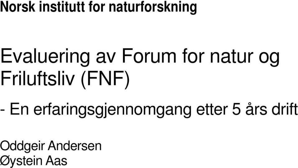 Friluftsliv (FNF) - En