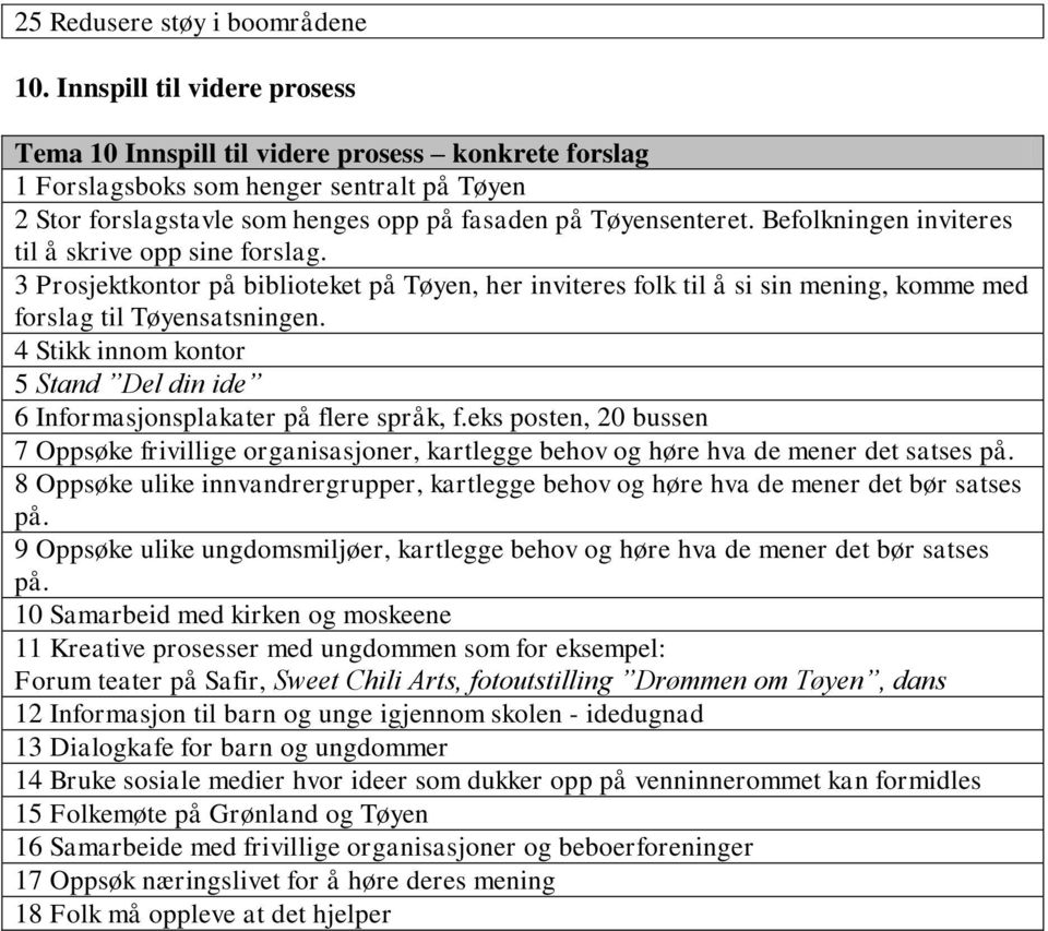 Befolkningen inviteres til å skrive opp sine forslag. 3 Prosjektkontor på biblioteket på Tøyen, her inviteres folk til å si sin mening, komme med forslag til Tøyensatsningen.