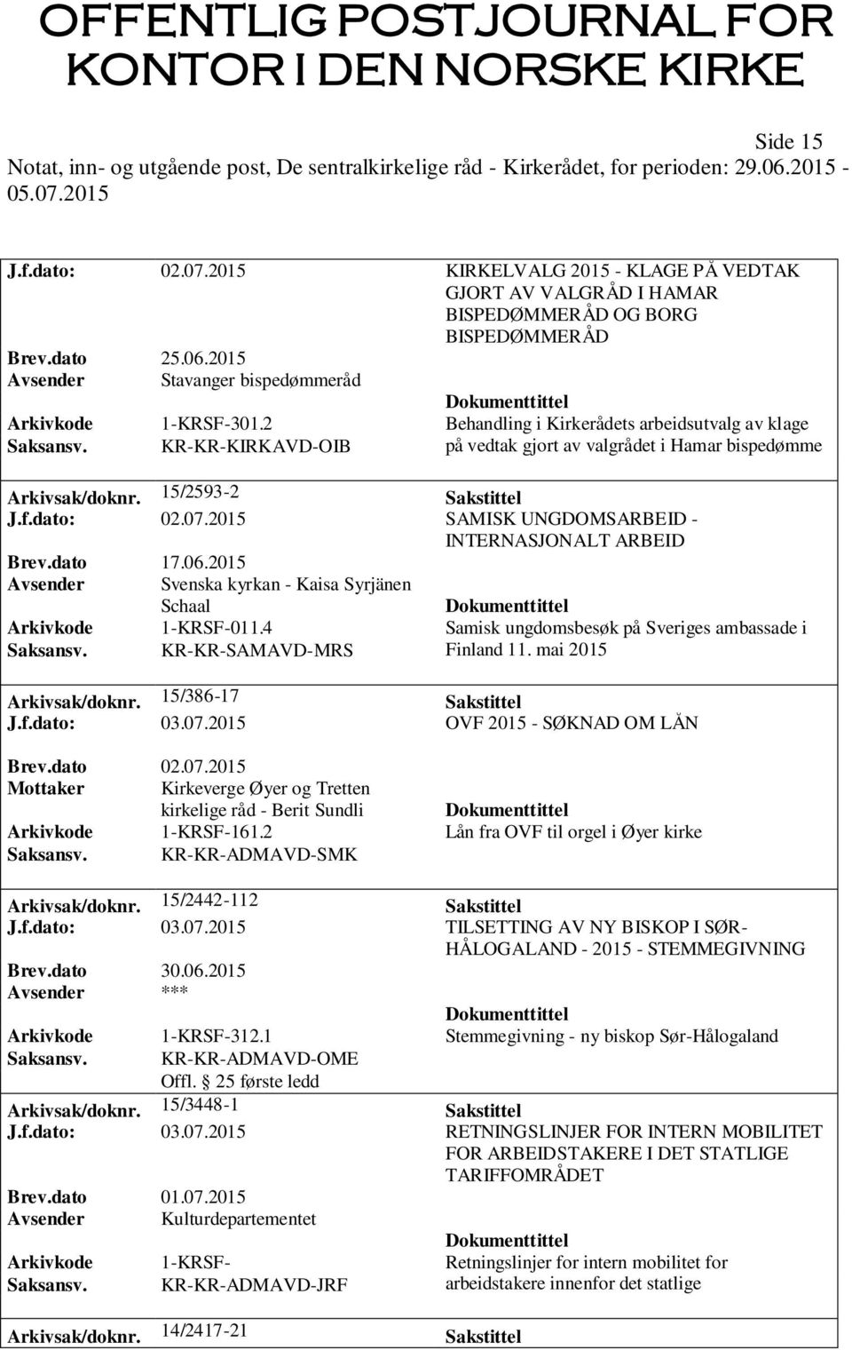 2015 SAMISK UNGDOMSARBEID - INTERNASJONALT ARBEID Brev.dato 17.06.2015 Avsender Svenska kyrkan - Kaisa Syrjänen Schaal Arkivkode 1-KRSF-011.4 Samisk ungdomsbesøk på Sveriges ambassade i Saksansv.