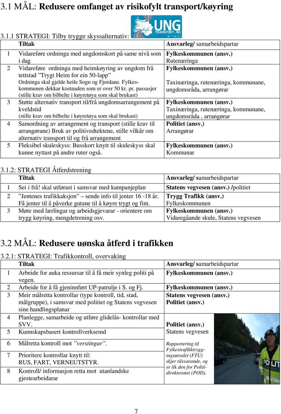 passasjer stille krav om bilbelte i køyretøya som skal brukast) 3 Støtte alternativ transport til/frå ungdomsarrangement på kveldstid stille krav om bilbelte i køyretøya som skal brukast) 4