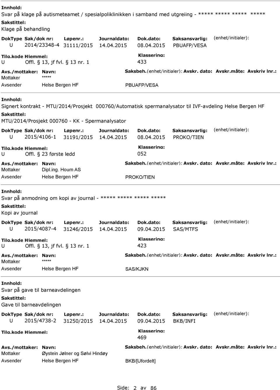 : BAF/VESA Signert kontrakt - MT/2014/rosjekt 000760/Automatisk spermanalysator til VF-avdeling MT/2014/rosjekt 000760 - KK - Spermanalysator 2015/4106-1 31191/2015 08.04.2015 ROKO/TEN Offl.