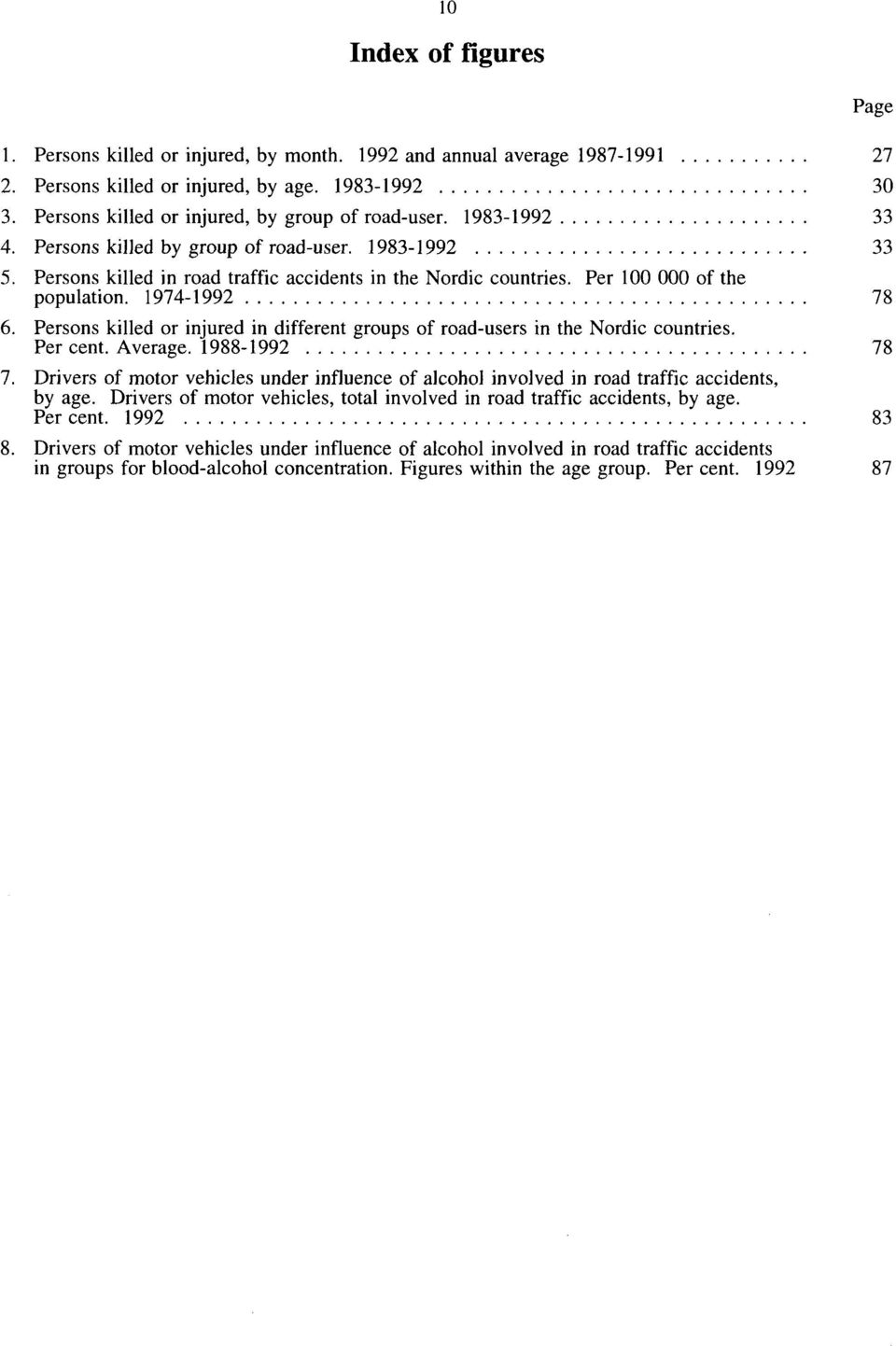 Persons killed or injured in different groups of road-users in the Nordic countries. Per cent. Average. 1988-1992 78 7.