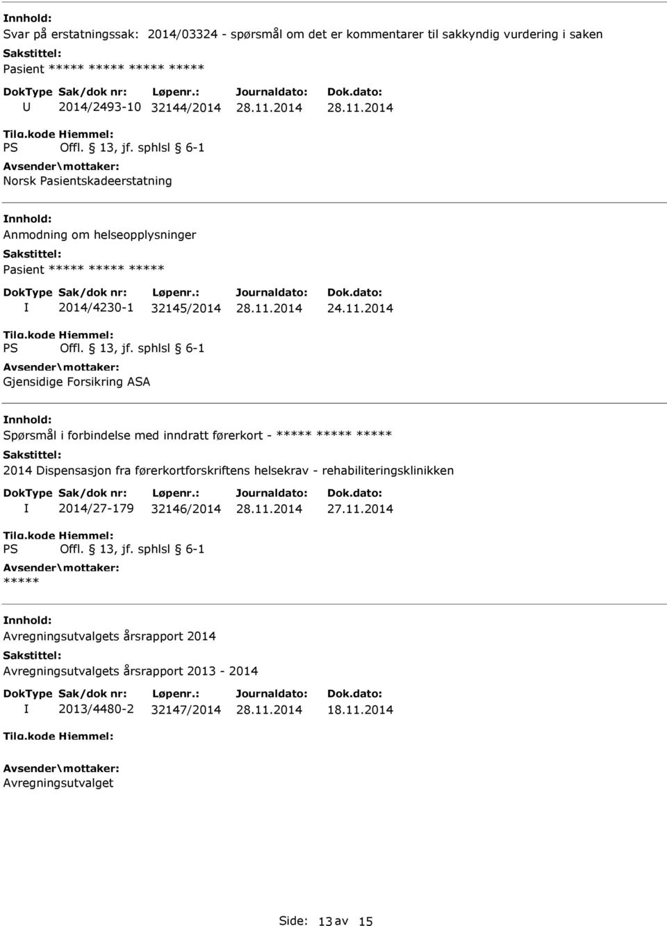 2014 Spørsmål i forbindelse med inndratt førerkort - ***** ***** ***** 2014 Dispensasjon fra førerkortforskriftens helsekrav -