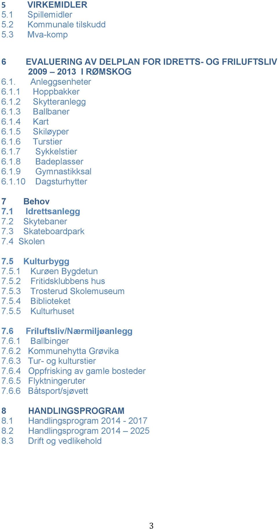 5 Kulturbygg 7.5.1 Kurøen Bygdetun 7.5.2 Fritidsklubbens hus 7.5.3 Trosterud Skolemuseum 7.5.4 Biblioteket 7.5.5 Kulturhuset 7.6 Friluftsliv/Nærmiljøanlegg 7.6.1 Ballbinger 7.6.2 Kommunehytta Grøvika 7.