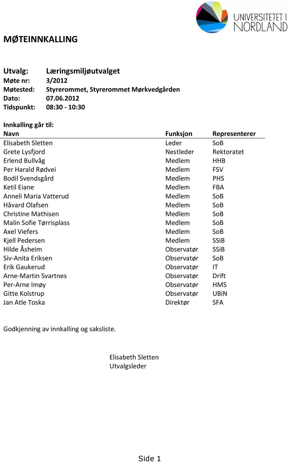 Bodil Svendsgård Medlem PHS Ketil Eiane Medlem FBA Anneli Maria Vatterud Medlem SoB Håvard Olafsen Medlem SoB Christine Mathisen Medlem SoB Malin Sofie Tørrisplass Medlem SoB Axel Viefers Medlem SoB