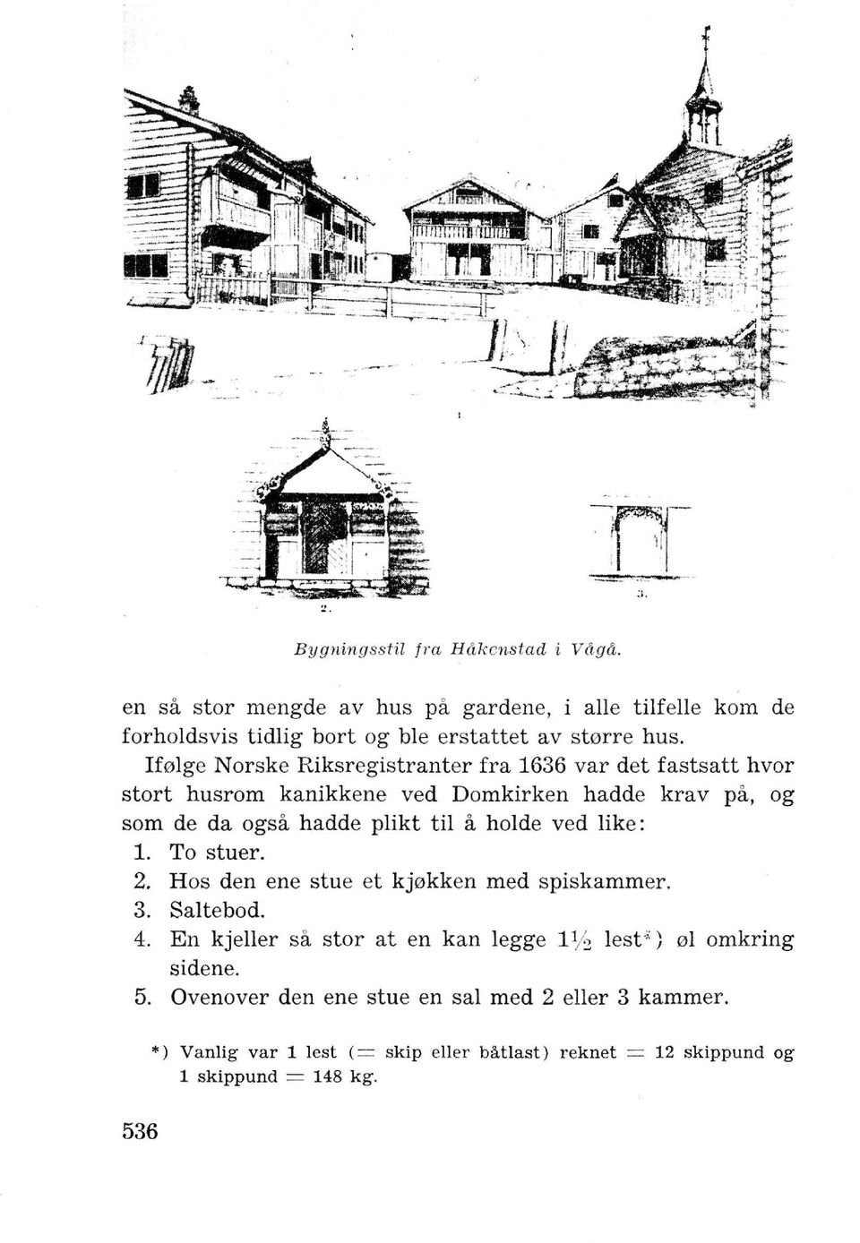Ifolge Norske Riksregistranter fra 1636 var det fastsatt hvor stort husrom kanikkene ved Domkirken hadde krav pa, og som de da ogsa hadde plikt til a holde