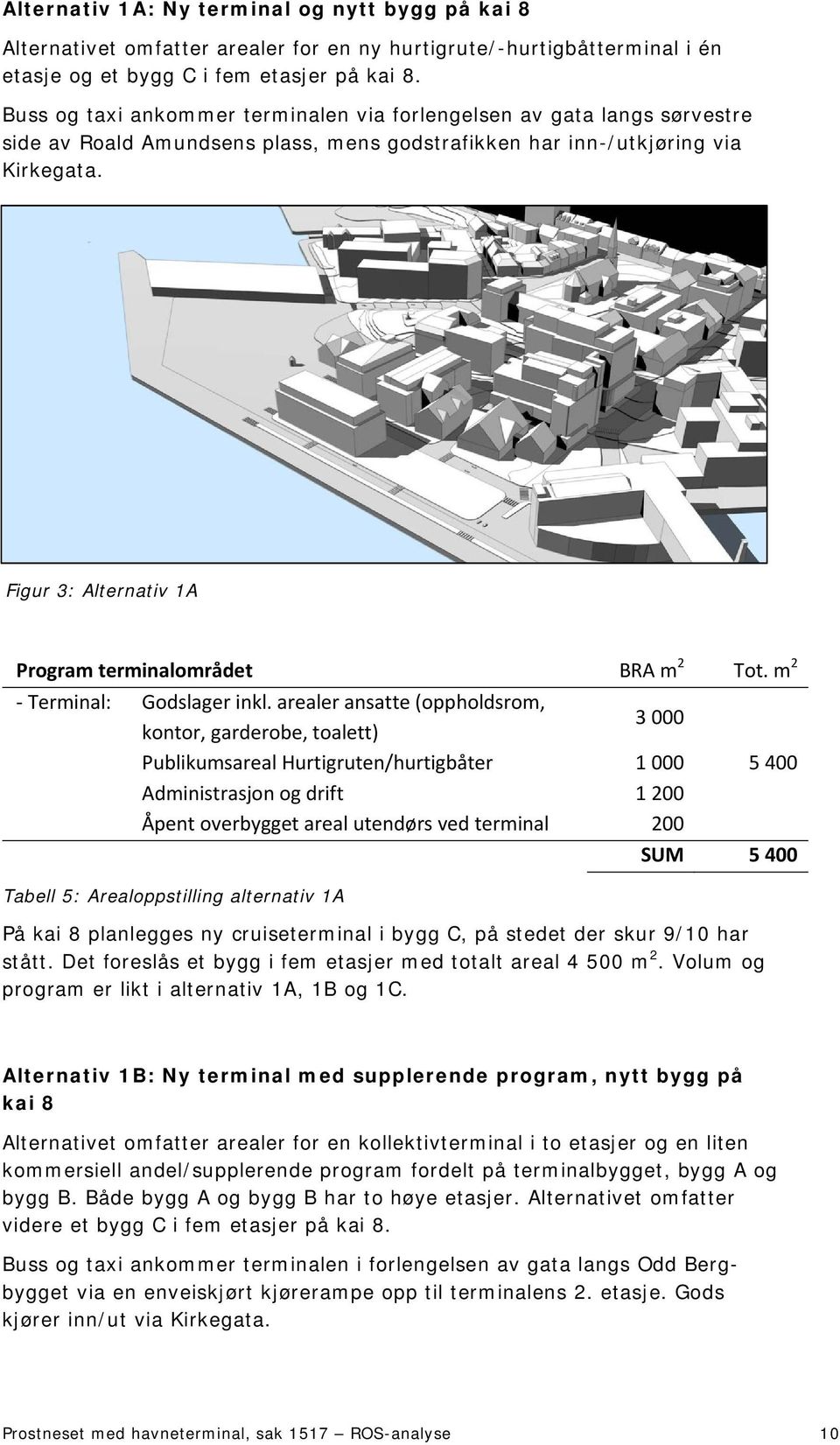 Figur 3: Alternativ 1A Program terminalområdet BRA m 2 Tot. m 2 Terminal: Godslager inkl.