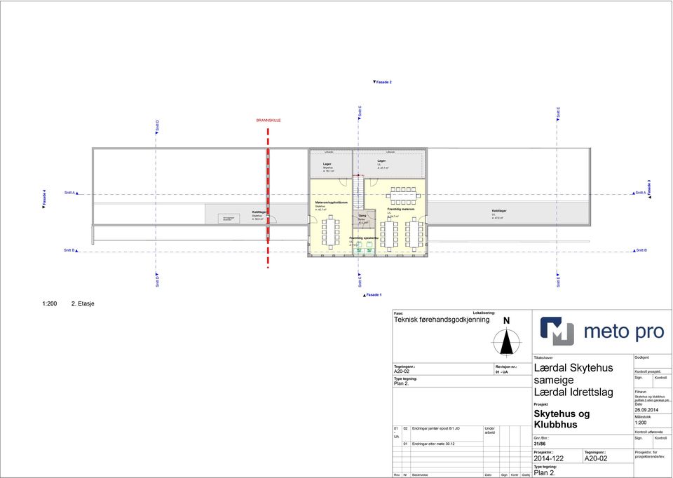 Felles 16 x 186 = 2 981 A: 5,2 m 2 Kaldtlager A: 47,0 m 2 Fasade 3 Framtidig speakerbu A: 7,6 m 2 Fasade 1 2.