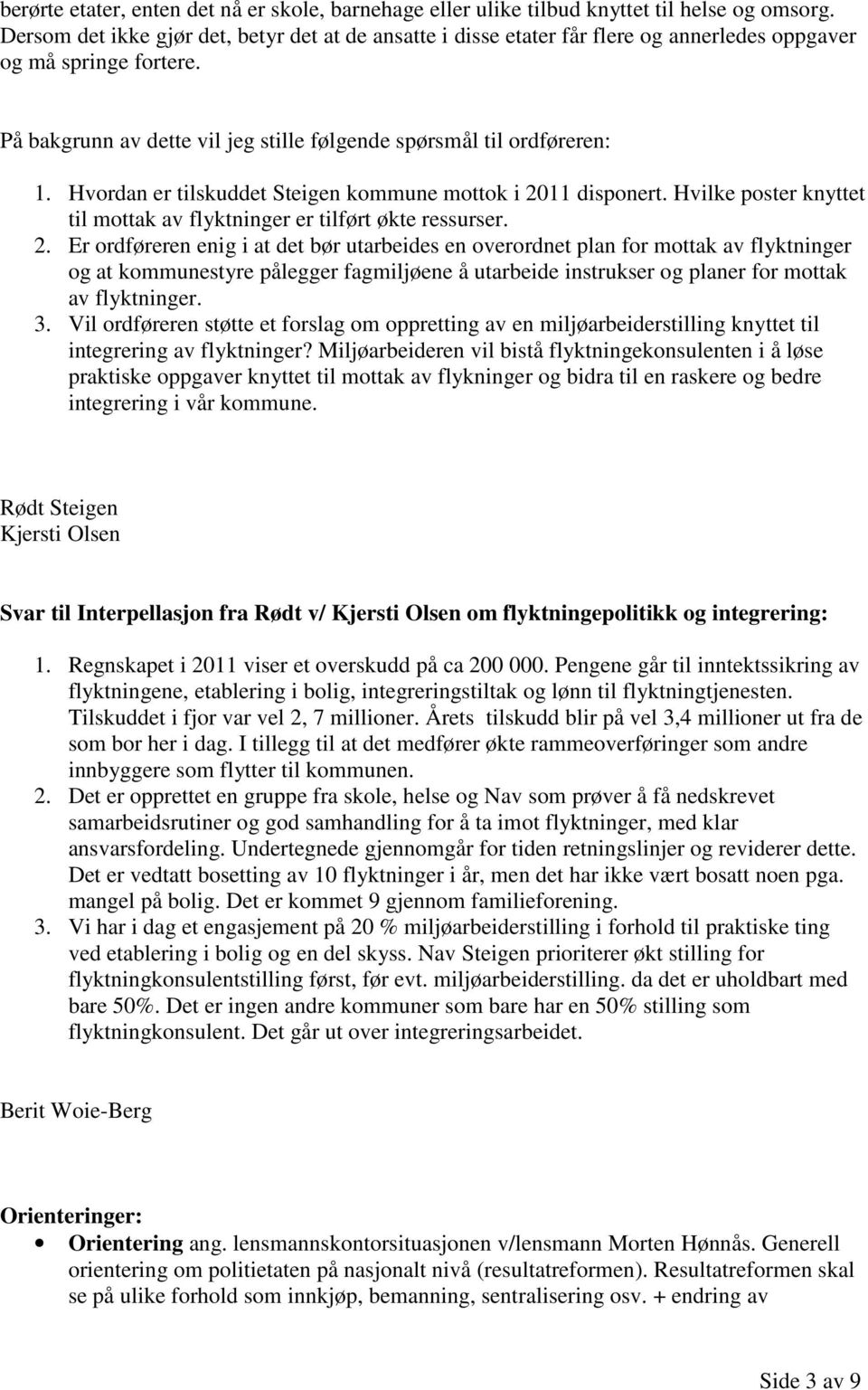 Hvordan er tilskuddet Steigen kommune mottok i 20