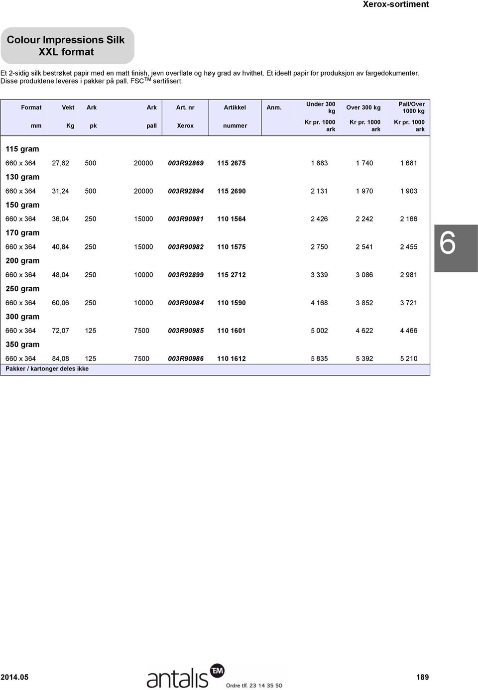 Under 300 Over 300 1000 mm Kg pk pall Xerox nummer 115 gram 660 x 364 27,62 500 20000 003R92869 115 2675 1 883 1 740 1 681 130 gram 660 x 364 31,24 500 20000 003R92894 115 2690 2 131 1 970 1 903 150