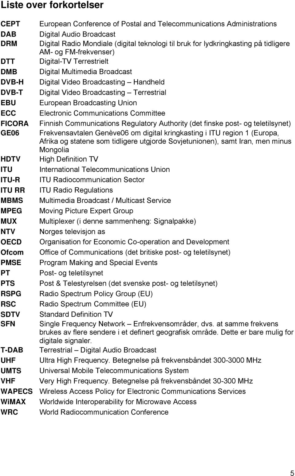 Digital Multimedia Broadcast Digital Video Broadcasting Handheld Digital Video Broadcasting Terrestrial European Broadcasting Union Electronic Communications Committee Finnish Communications