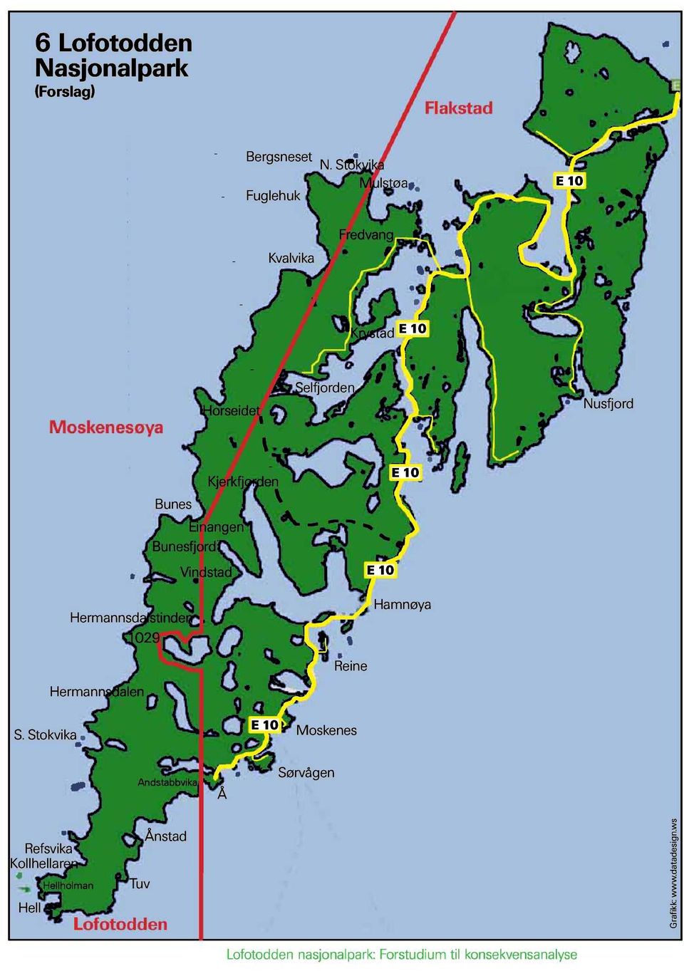 Hermannsdalstinden 1029 Bunes Vindstad Kjerkfjorden Einangen Bunesfjord e 10 e 10 Hamnøya Reine S.