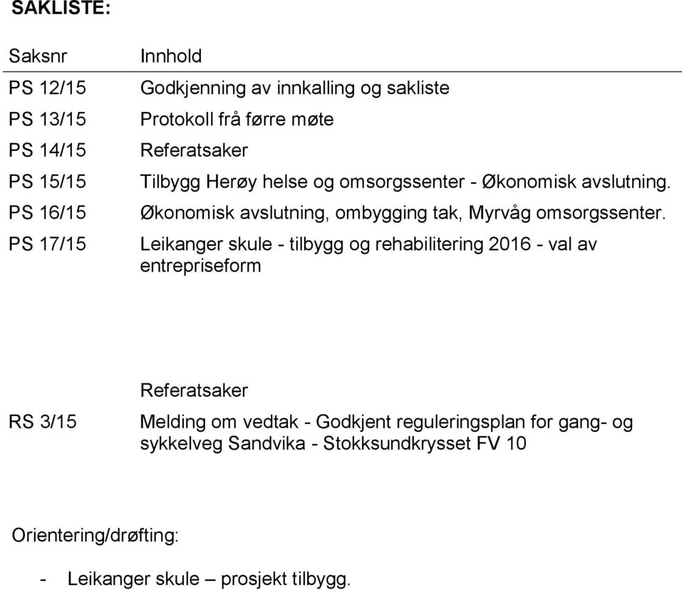 Økonomisk avslutning, ombygging tak, Myrvåg omsorgssenter.