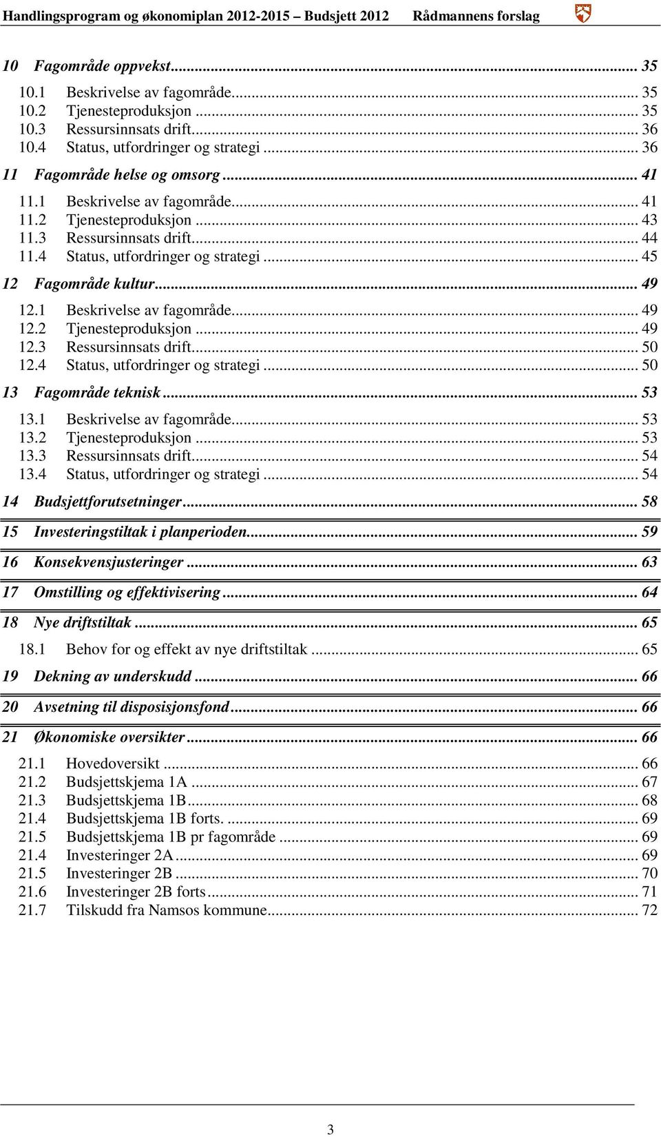 1 Beskrivelse av fagområde... 49 12.2 Tjenesteproduksjon... 49 12.3 Ressursinnsats drift... 50 12.4 Status, utfordringer og strategi... 50 13 Fagområde teknisk... 53 13.1 Beskrivelse av fagområde... 53 13.2 Tjenesteproduksjon... 53 13.3 Ressursinnsats drift... 54 13.