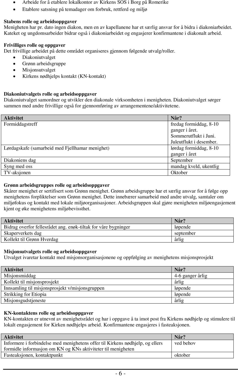 Frivilliges rolle og oppgaver Det frivillige arbeidet på dette området organiseres gjennom følgende utvalg/roller.