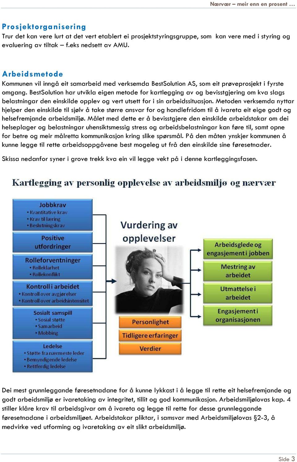 BestSolution har utvikla eigen metode for kartlegging av og bevisstgjering om kva slags belastningar den einskilde opplev og vert utsett for i sin arbeidssituasjon.