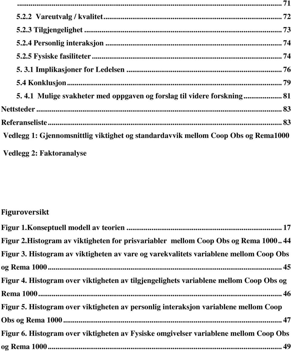 .. 83 Vedlegg 1: Gjennomsnittlig viktighet og standardavvik mellom Coop Obs og Rema1000 Vedlegg 2: Faktoranalyse Figuroversikt Figur 1.Konseptuell modell av teorien... 17 Figur 2.