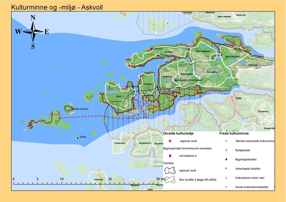 k rgioal vrdi Drivarfjll Bygigsmiljø frå kommual vrpla Sorurdfjll Frda kulurmi Ì Ý Laghia Tak Tkiskidusrill kulurmi Kyrkjasad 0 10 Urdaipa 20 30 5 km M vrklass A