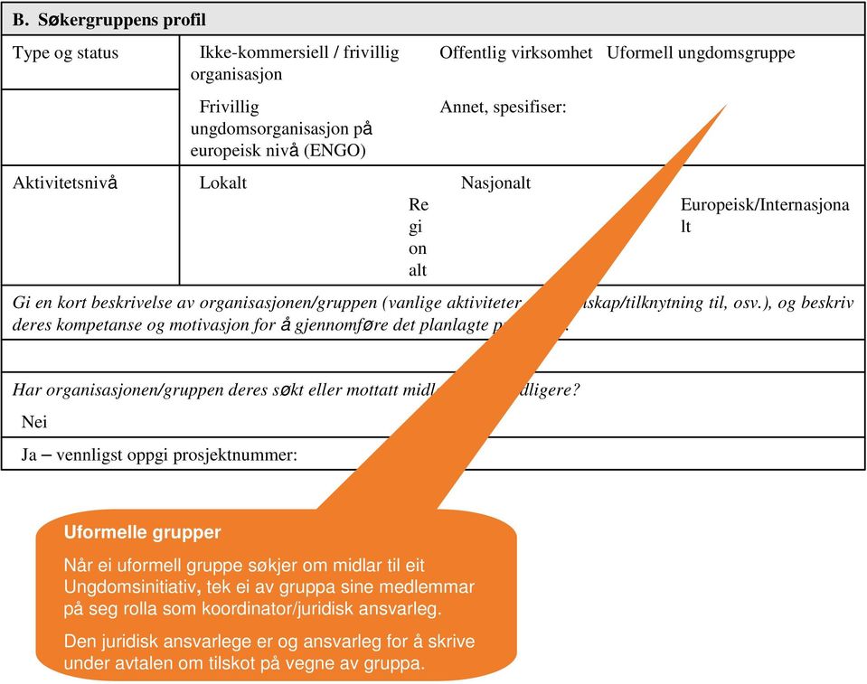 ), og beskriv deres kompetanse og motivasjon for å gjennomføre det planlagte prosjektet. Har organisasjonen/gruppen deres søkt eller mottatt midler fra EU tidligere?