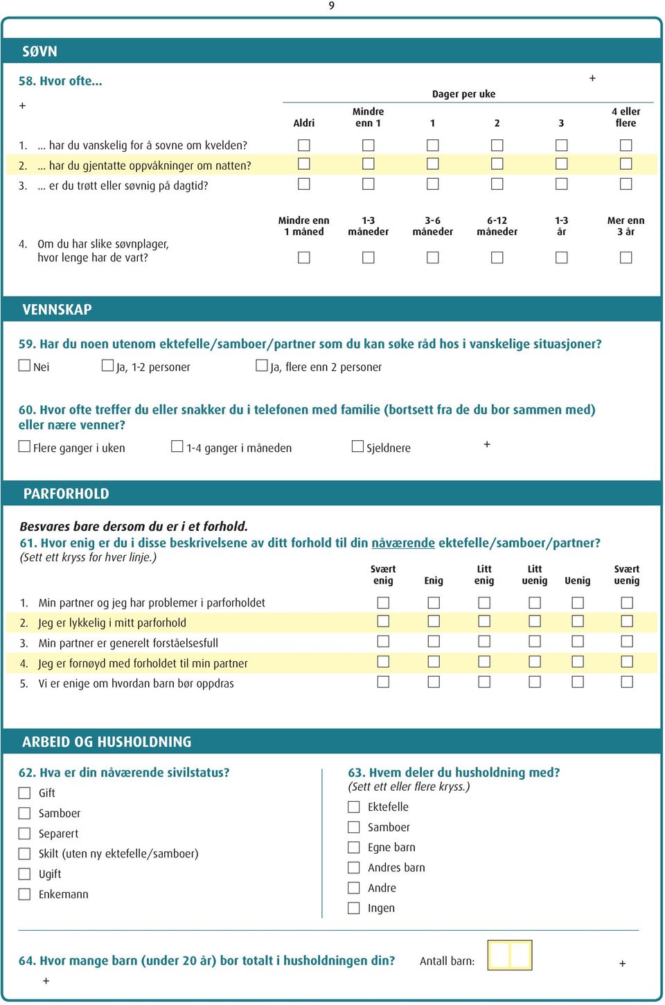 Har du noen utenom ektefelle/samboer/partner som du kan søke råd hos i vanskelige situasjoner? Nei Ja, 1-2 personer Ja, flere enn 2 personer 60.