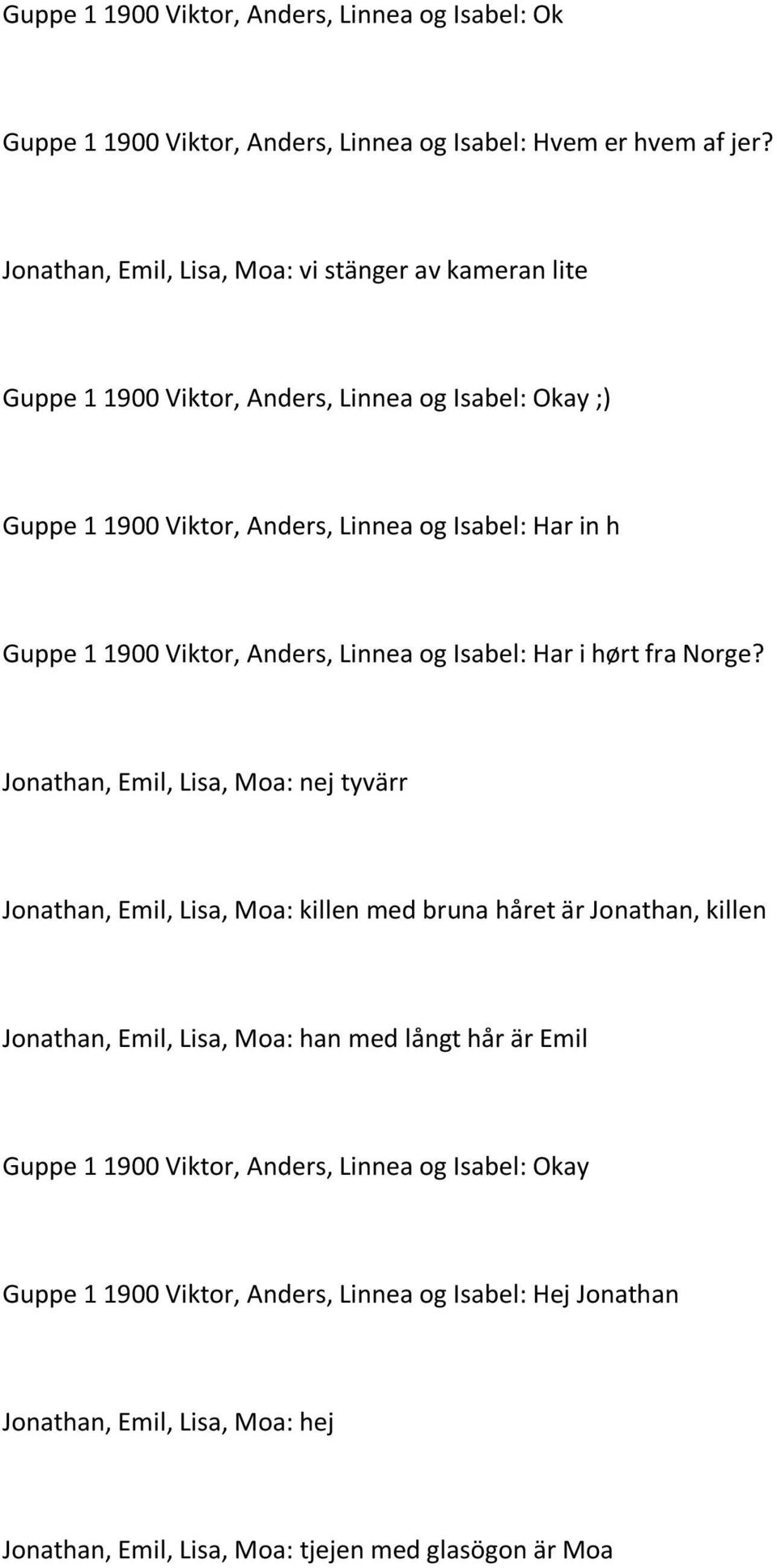 Viktor, Anders, Linnea og Isabel: Har i hørt fra Norge?