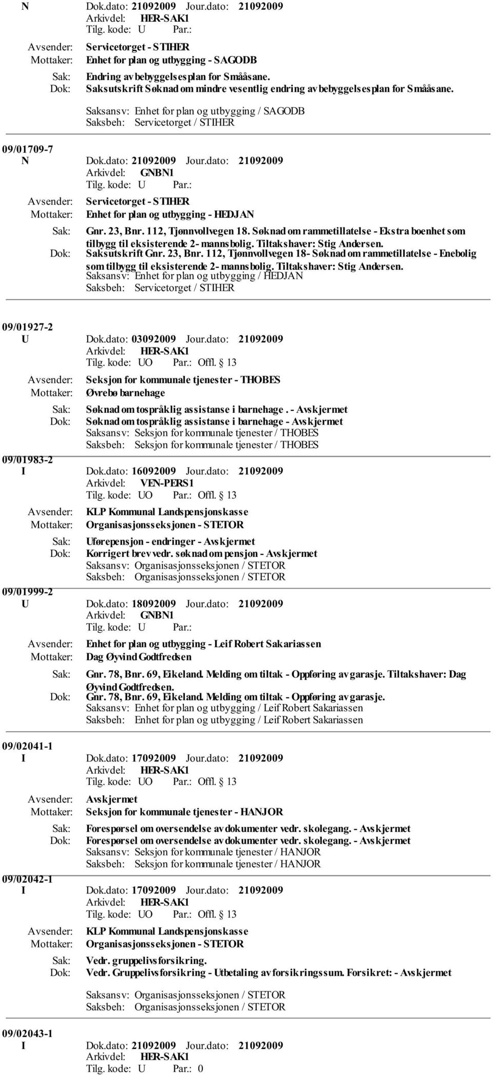 112, Tjønnvollvegen 18. Søknad om rammetillatelse - Ekstra boenhet som tilbygg til eksisterende 2- mannsbolig. Tiltakshaver: Stig Andersen. Saksutskrift Gnr. 23, Bnr.