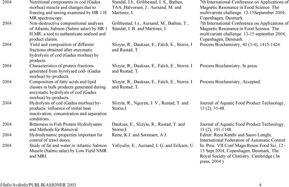 2004 Yield and composition of different fractions obtained after enzymatic hydrolysis of cod (Gadus morhua) by products.