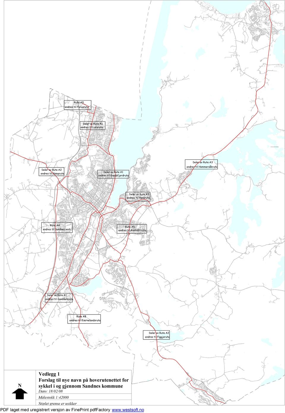 til Ganddalsruta Rute A8 endres til Kvernelandsruta Deler av Rute A2 endres til Figgjoruta N Vedlegg 1 Forslag til nye navn på hoverutenettet for sykkel i og gjennom