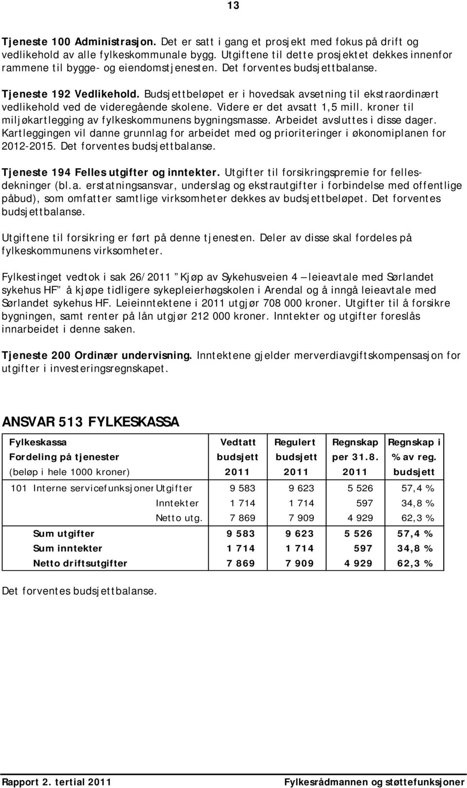 Budsjettbeløpet er i hovedsak avsetning til ekstraordinært vedlikehold ved de videregående skolene. Videre er det avsatt 1,5 mill. kroner til miljøkartlegging av fylkeskommunens bygningsmasse.