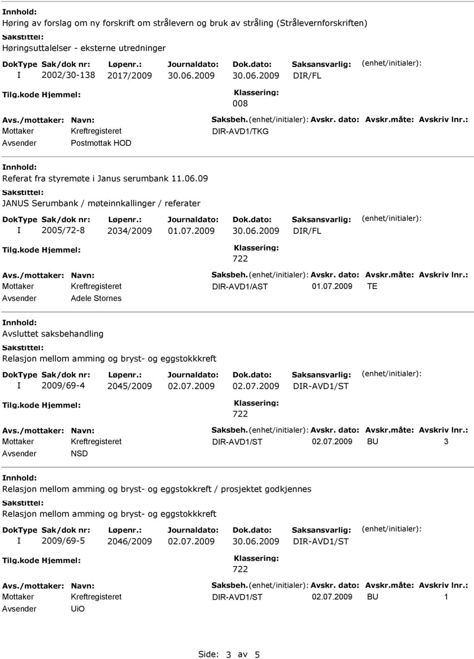 /mottaker: Navn: Saksbeh. Avskr. dato: Avskr.måte: Avskriv lnr.: DR-AVD1/AST 01.07.