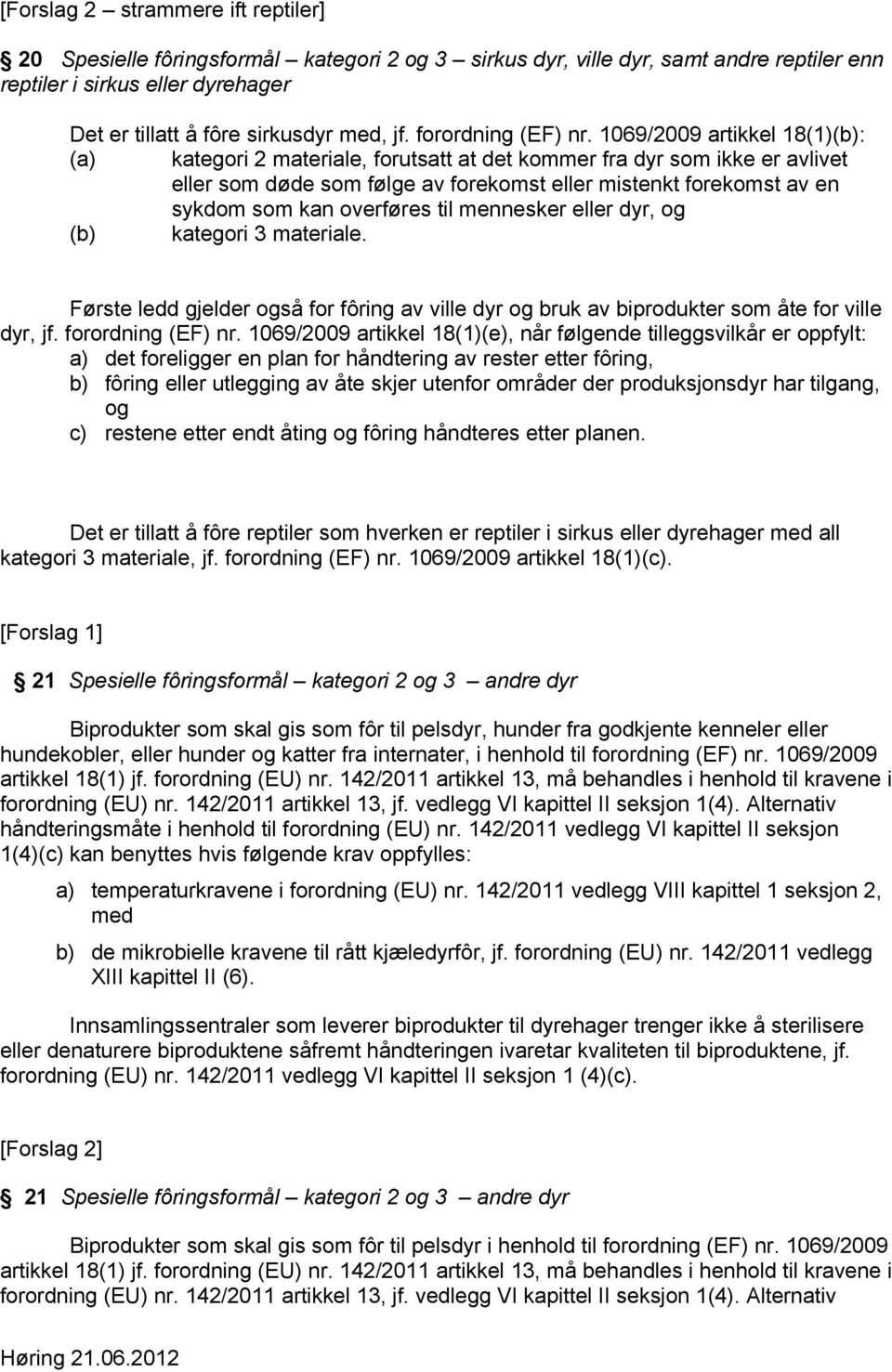 1069/2009 artikkel 18(1)(b): (a) kategori 2 materiale, forutsatt at det kommer fra dyr som ikke er avlivet eller som døde som følge av forekomst eller mistenkt forekomst av en sykdom som kan