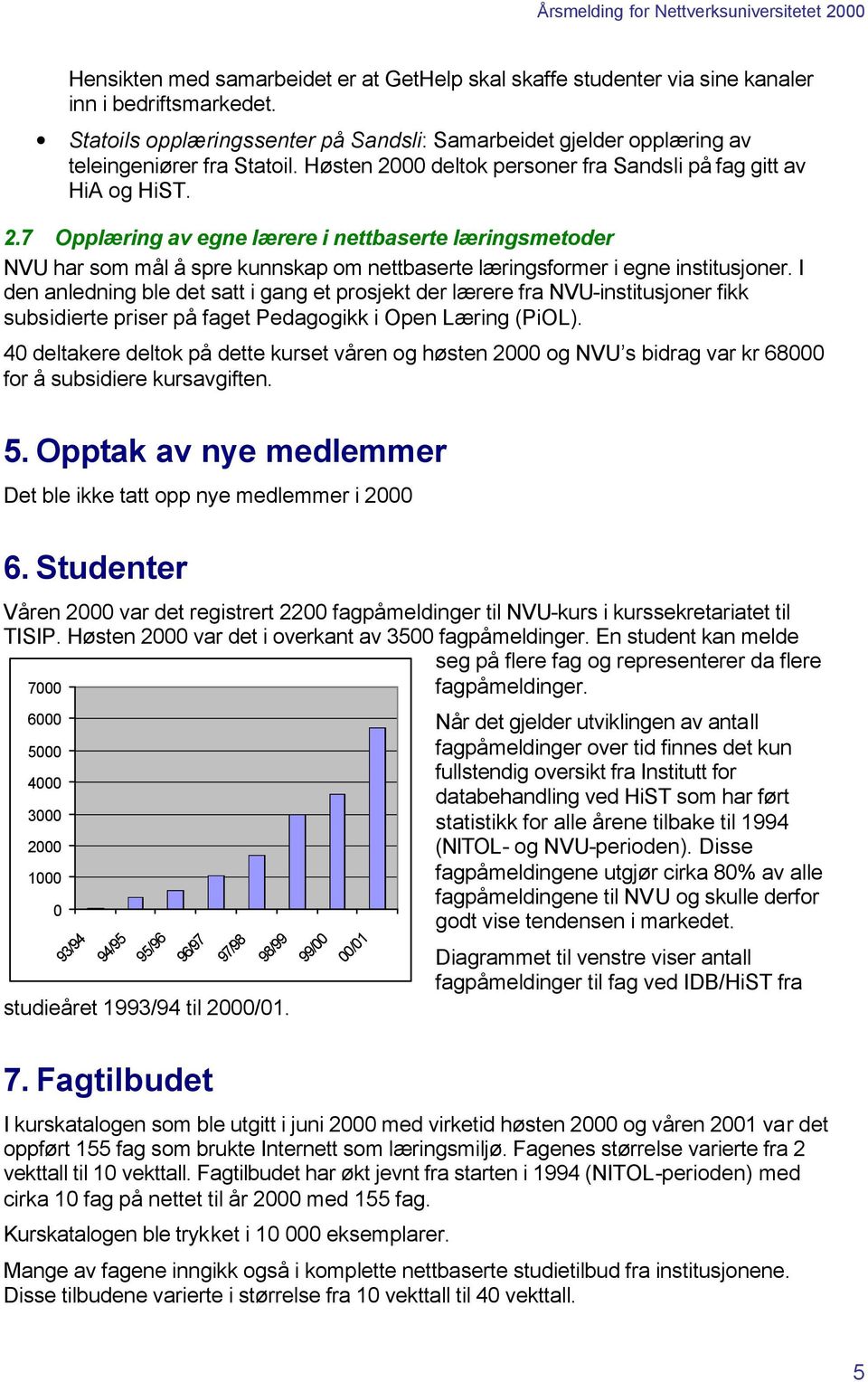 00 deltok personer fra Sandsli på fag gitt av HiA og HiST. 2.7 Opplæring av egne lærere i nettbaserte læringsmetoder NVU har som mål å spre kunnskap om nettbaserte læringsformer i egne institusjoner.