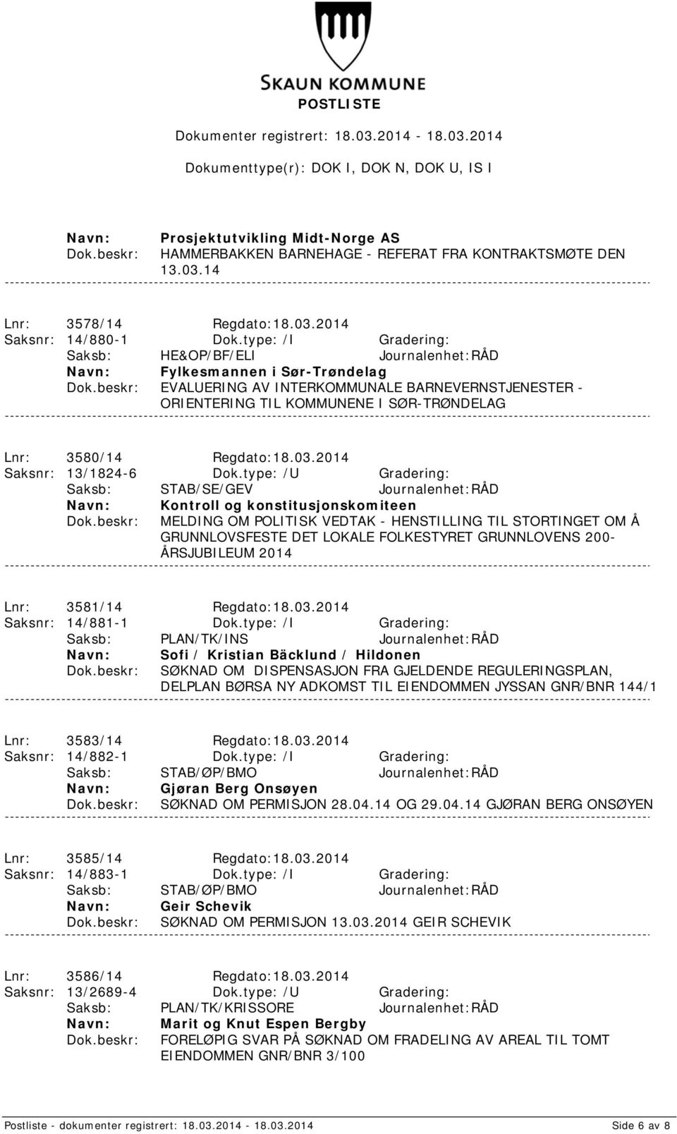 Regdato:18.03.2014 Saksnr: 13/1824-6 Dok.