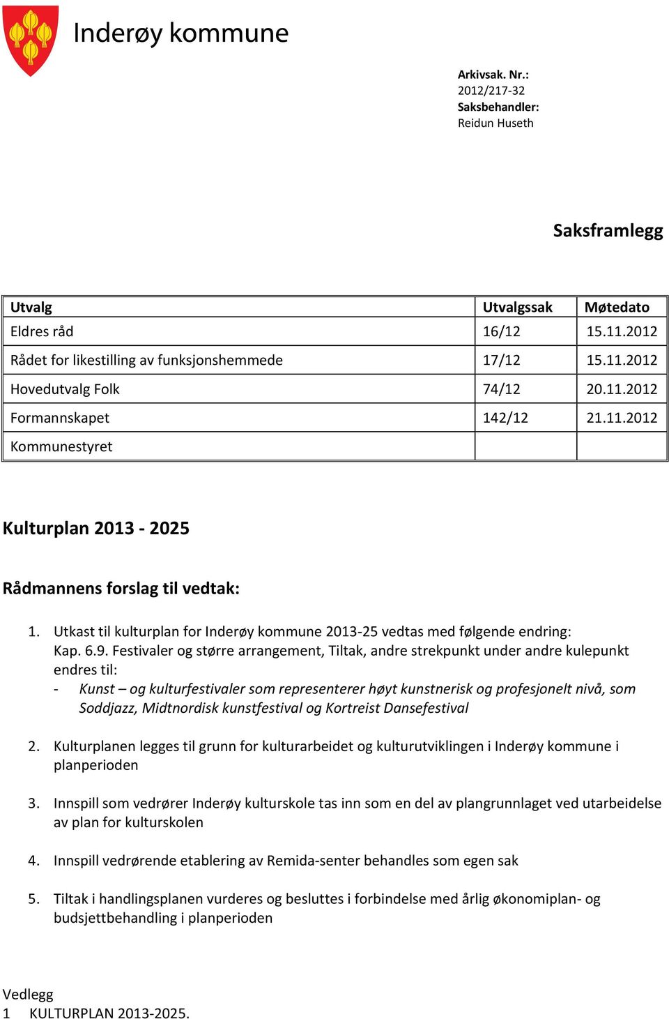 Festivaler og større arrangement, Tiltak, andre strekpunkt under andre kulepunkt endres til: - Kunst og kulturfestivaler som representerer høyt kunstnerisk og profesjonelt nivå, som Soddjazz,