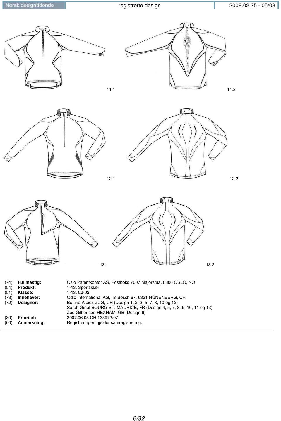 02-02 (73) Innehaver: Odlo International AG, Im Bösch 67, 6331 HÜNENBERG, CH (72) Designer: Bettina Albiez ZUG, CH (Design 1, 2,