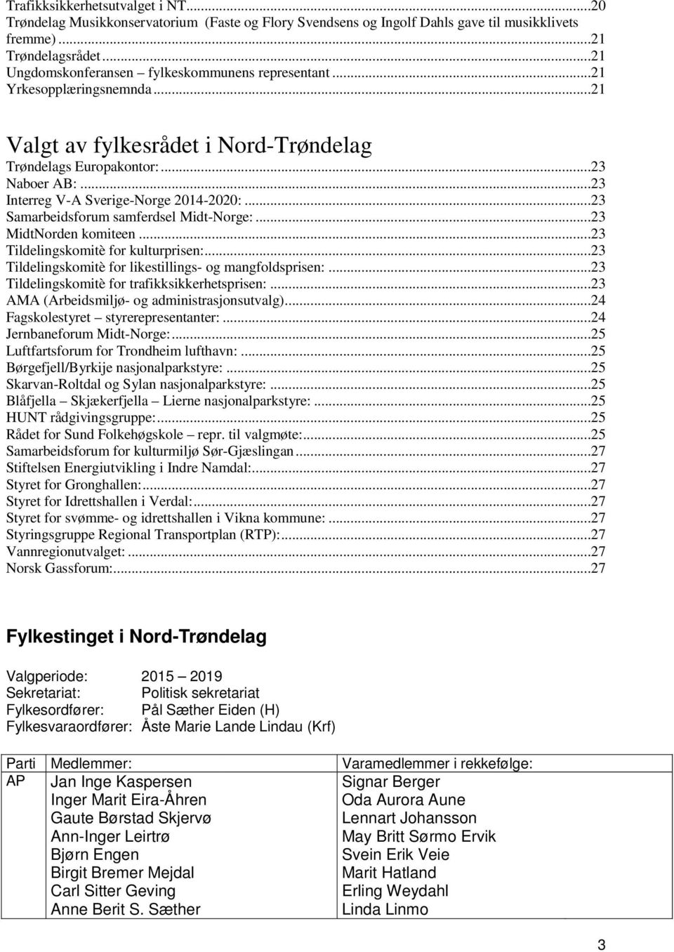..23 Interreg V-A Sverige-Norge 2014-2020:...23 Samarbeidsforum samferdsel Midt-Norge:...23 MidtNorden komiteen...23 Tildelingskomitè for kulturprisen:.