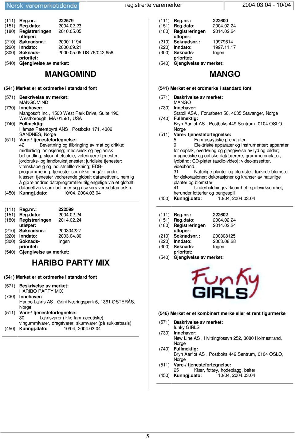 05 US 76/042,658 MANGOMIND MANGOMIND Mangosoft Inc, 1500 West Park Drive, Suite 190, Westborough, MA 01581, USA (740) Fullmektig: Håmsø Patentbyrå ANS, Postboks 171, 4302 SANDNES, 42 Bevertning og