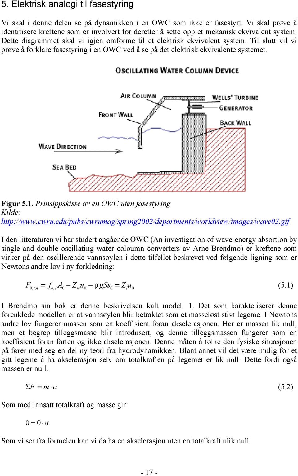Til slutt vil vi prøve å forklare fasestyring i en OWC ved å se på det elektrisk ekvivalente systemet. Figur 5.1. Prinsippskisse av en OWC uten fasestyring Kilde: http://www.cwru.