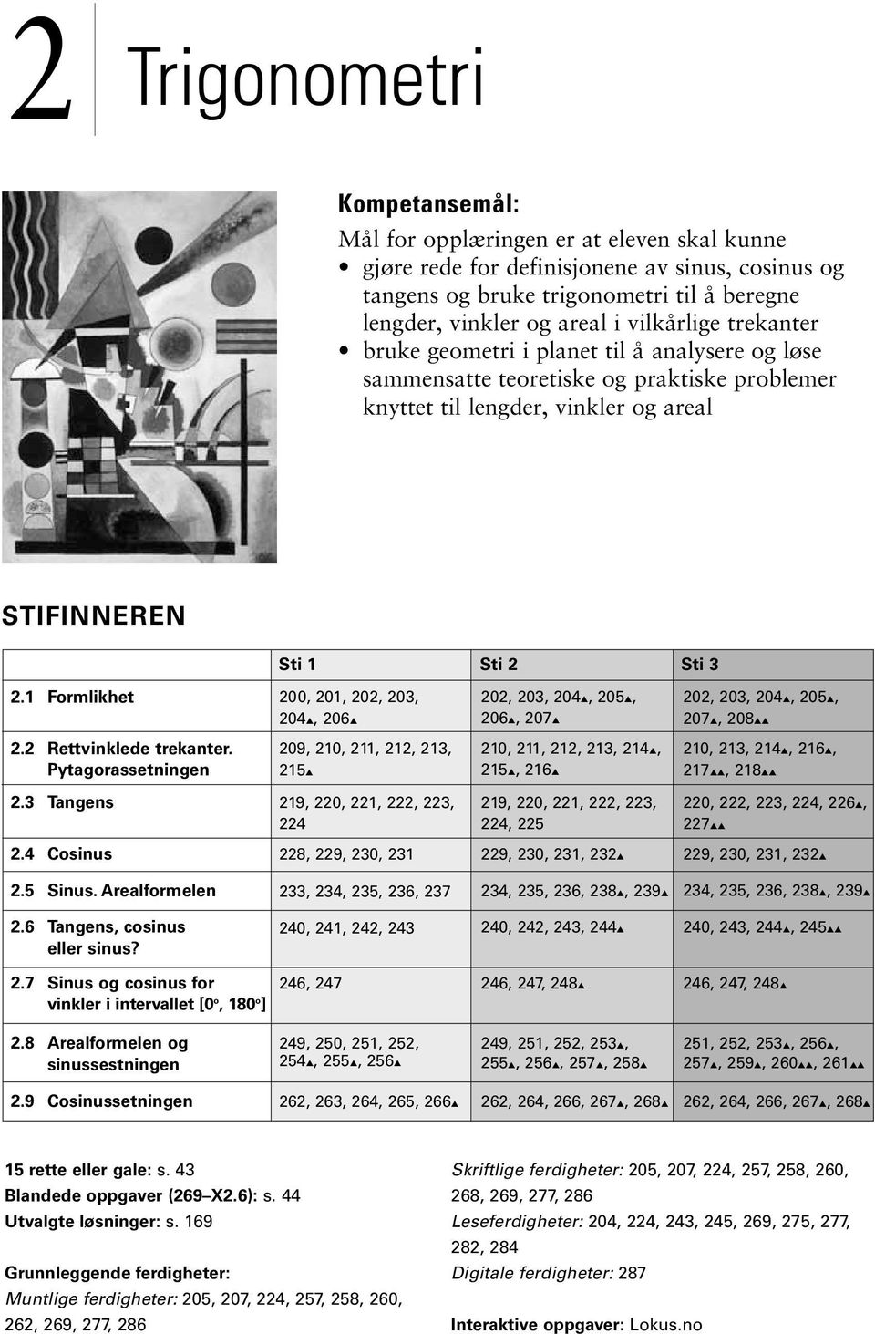 1 Formlikhet 200, 201, 202, 203, 204, 206 202, 203, 204, 205, 206, 207 202, 203, 204, 205, 207, 208 2.2 Rettinklede trekanter.