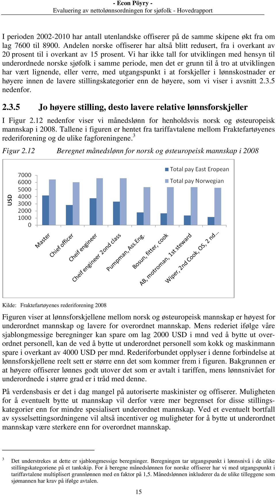 Vi har ikke tall for utviklingen med hensyn til underordnede norske sjøfolk i samme periode, men det er grunn til å tro at utviklingen har vært lignende, eller verre, med utgangspunkt i at