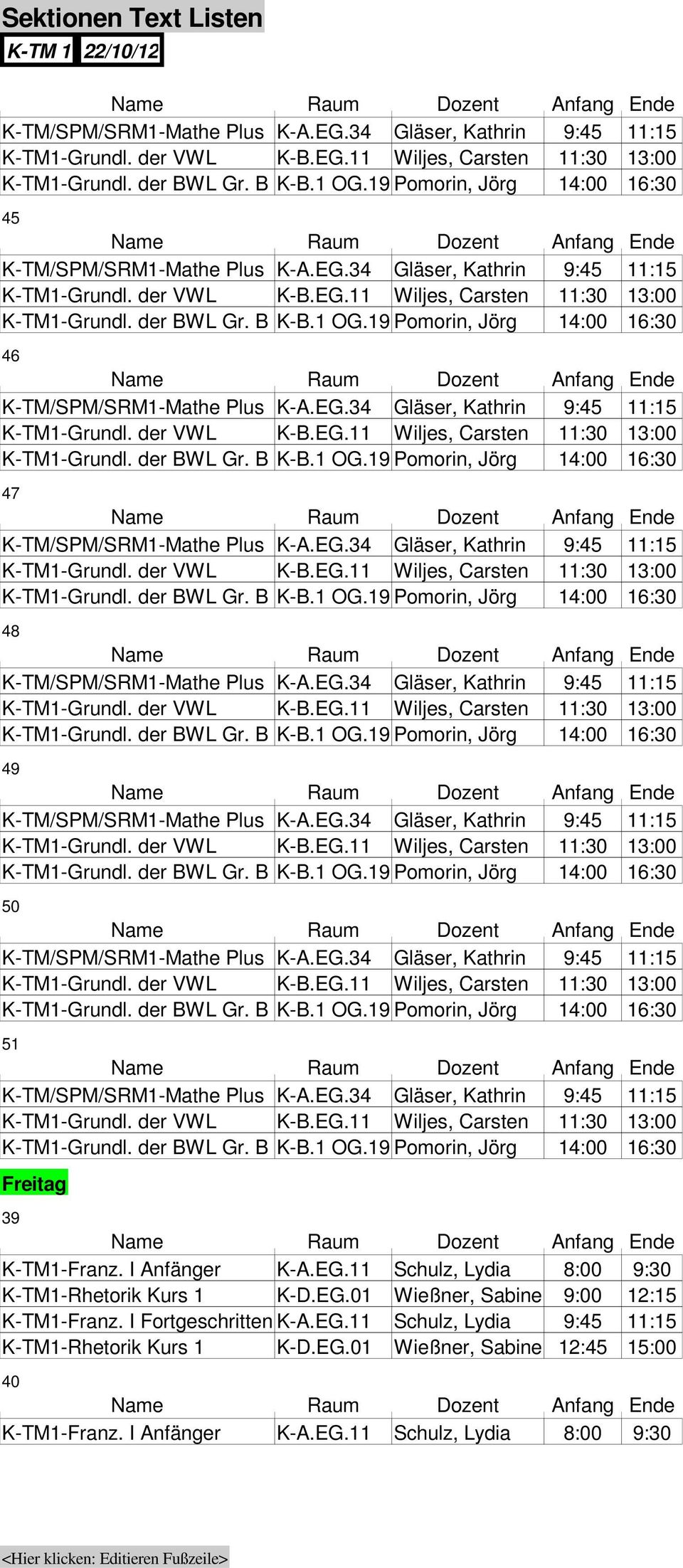 01 Wießner, Sabine 9:00 12:15