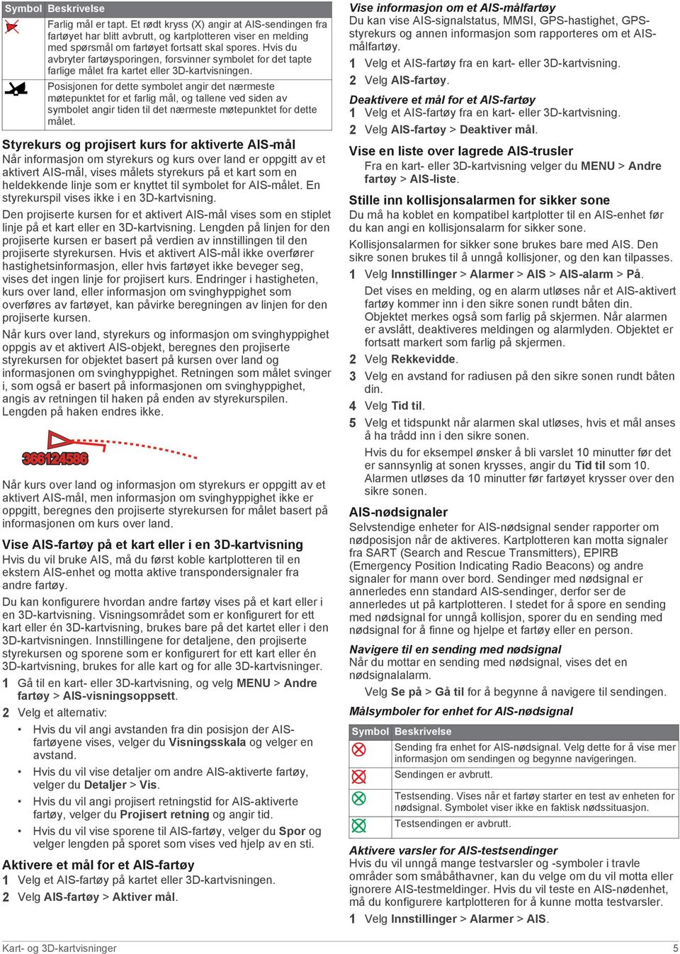 Posisjonen for dette symbolet angir det nærmeste møtepunktet for et farlig mål, og tallene ved siden av symbolet angir tiden til det nærmeste møtepunktet for dette målet.