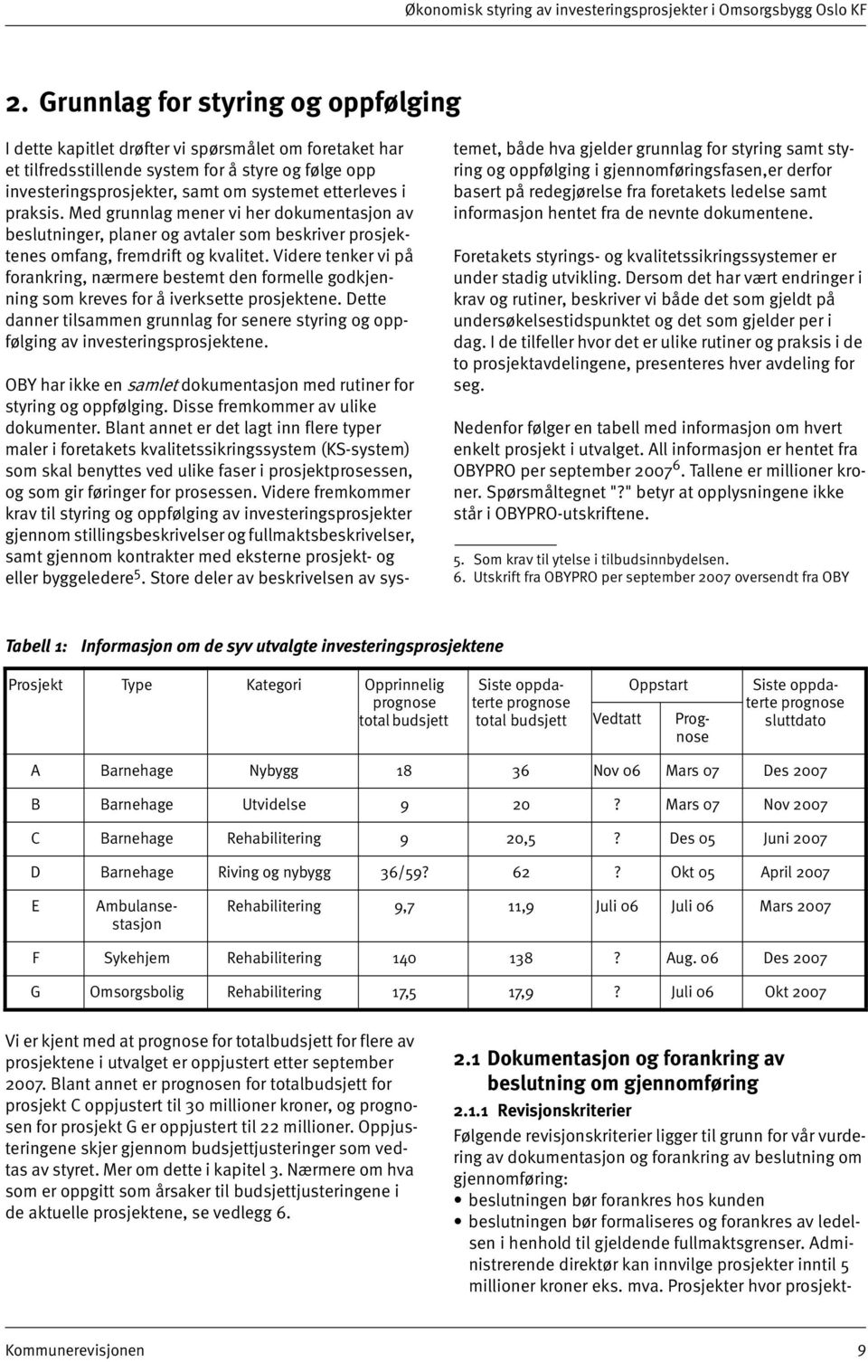 praksis. Med grunnlag mener vi her dokumentasjon av beslutninger, planer og avtaler som beskriver prosjektenes omfang, fremdrift og kvalitet.