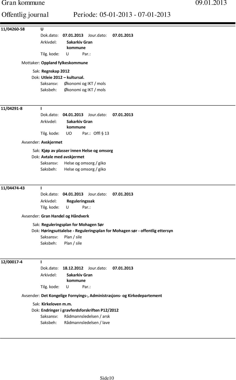 Saksbeh: Helse og omsorg / giko 11/04474-43 I Arkivdel: Reguleringssak Avsender: Gran Handel og Håndverk Sak: Reguleringsplan for Mohagen Sør Dok: Høringsuttalelse - Reguleringsplan for Mohagen sør -