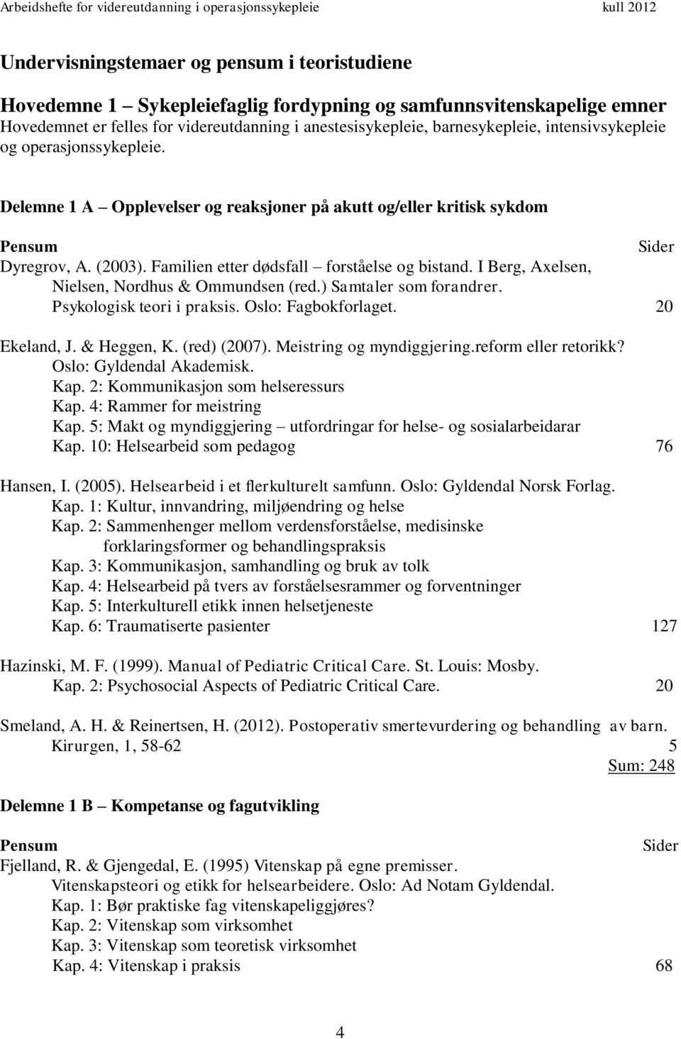 I Berg, Axelsen, Nielsen, Nordhus & Ommundsen (red.) Samtaler som forandrer. Psykologisk teori i praksis. Oslo: Fagbokforlaget. 20 Ekeland, J. & Heggen, K. (red) (2007). Meistring og myndiggjering.