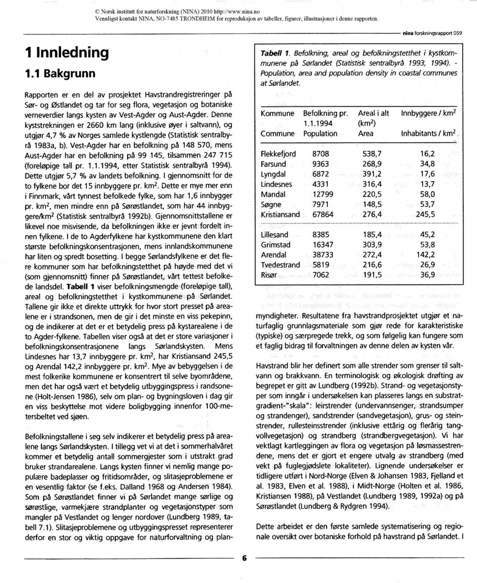 Denne kyststrekningen er 2660 km lang (inklusive øyer i saltvann), og utgjør 4,7 % av Norges samlede kystlengde (Statistisk sentralbyrå 1983a, b).