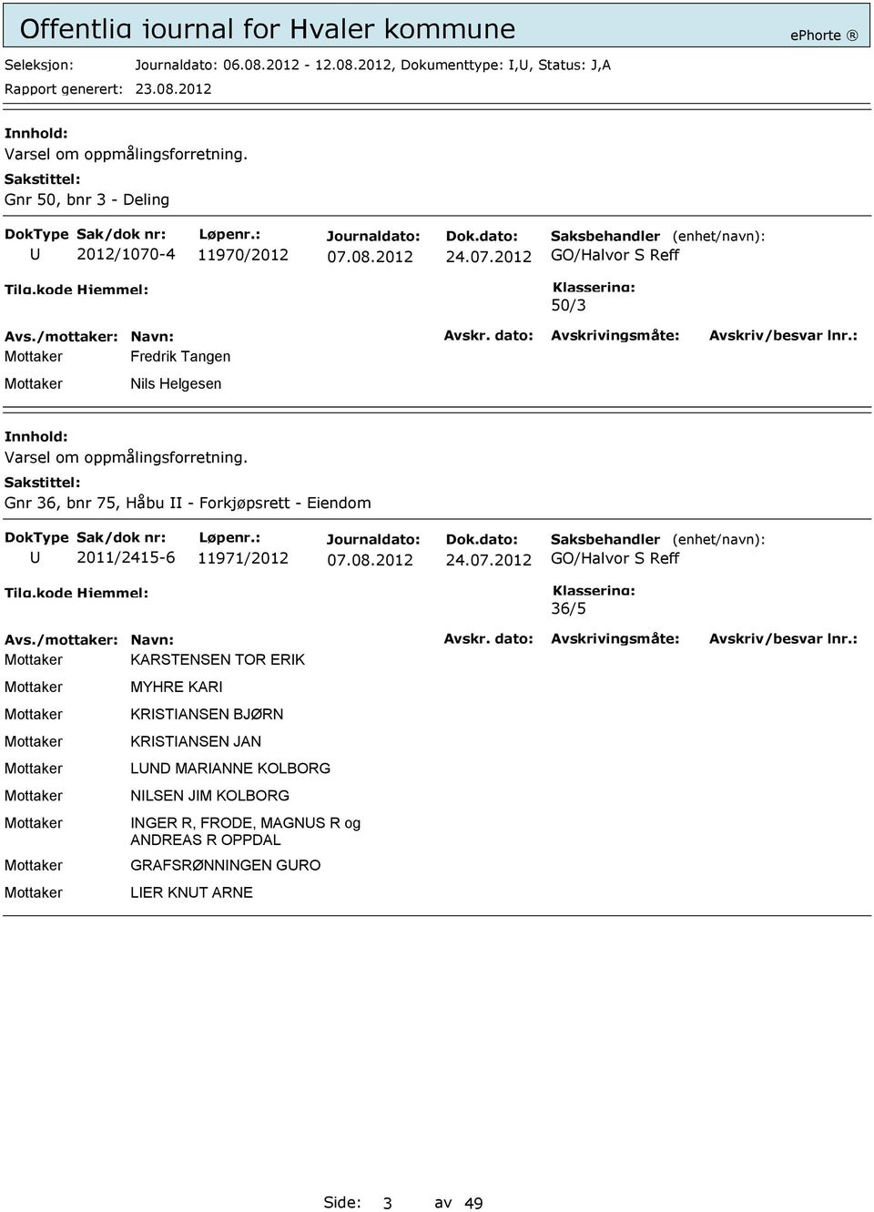 Gnr 36, bnr 75, Håbu - Forkjøpsrett - Eiendom 2011/2415-6 11971/2012 24.07.