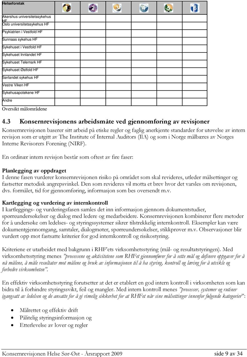 3 Konsernrevisjonens arbeidsmåte ved gjennomføring av revisjoner Konsernrevisjonen baserer sitt arbeid på etiske regler og faglig anerkjente standarder for utøvelse av intern revisjon som er utgitt